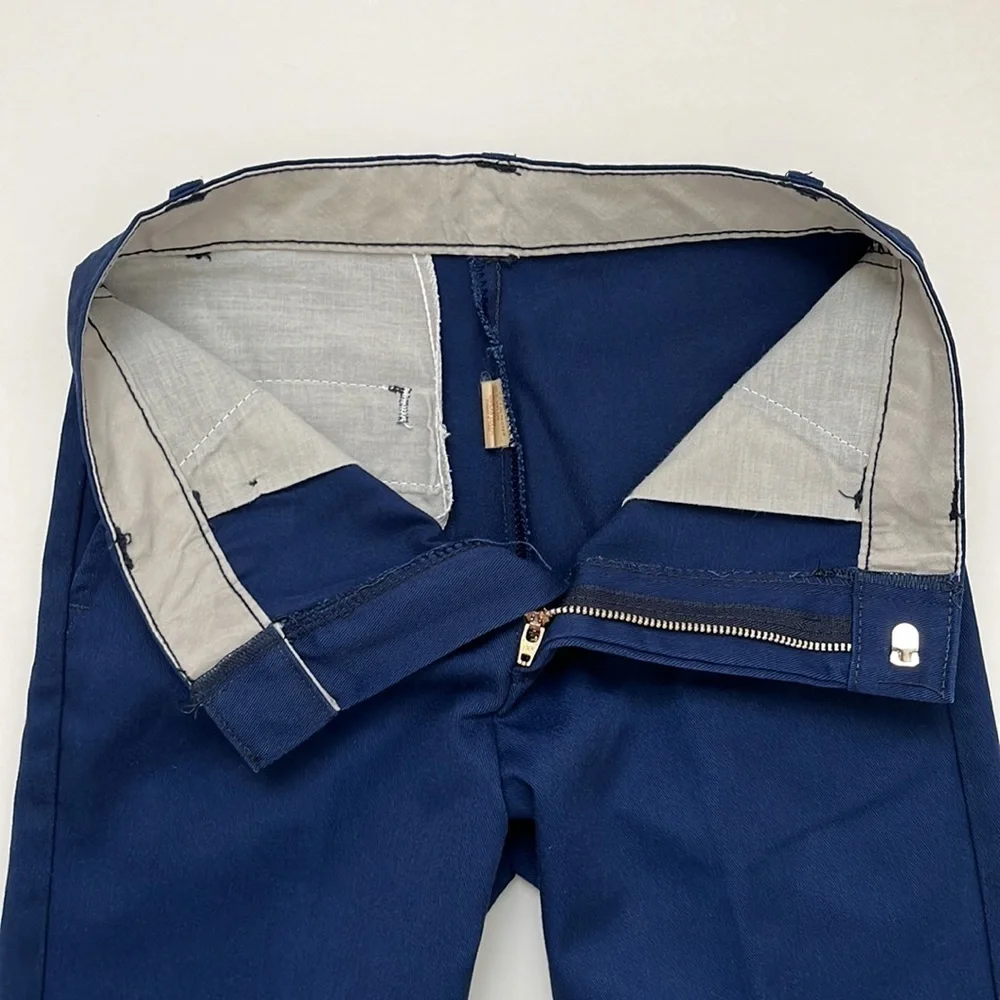 1970s Vintage Pants Sears Boys 14 Slim Perma-Prest Navy Blue Trousers